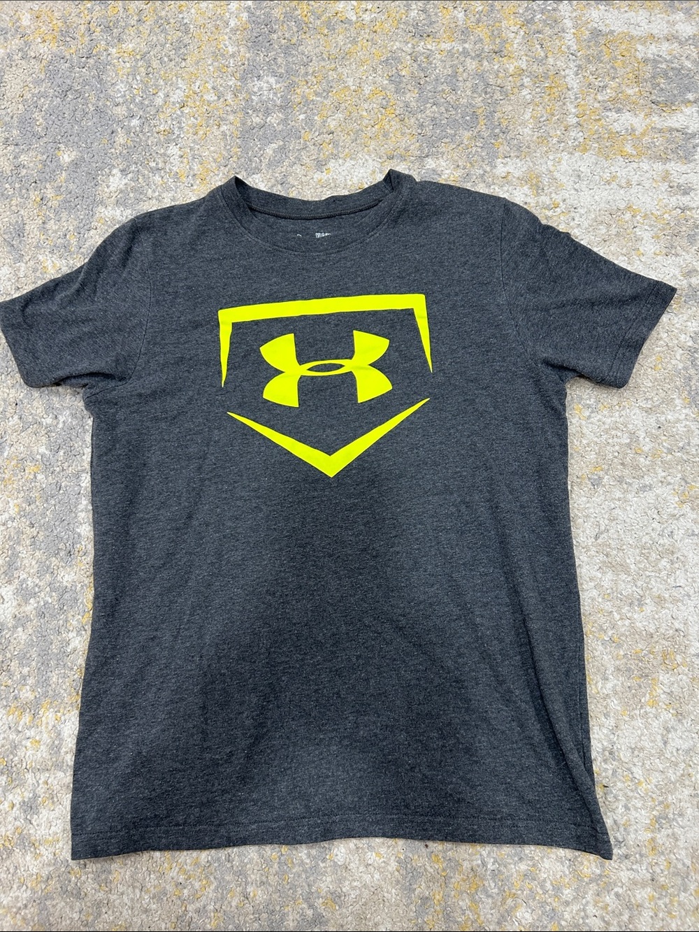 Kids Under Armour Charcoal Short-Sleeve Tee with Neon Yellow Logo